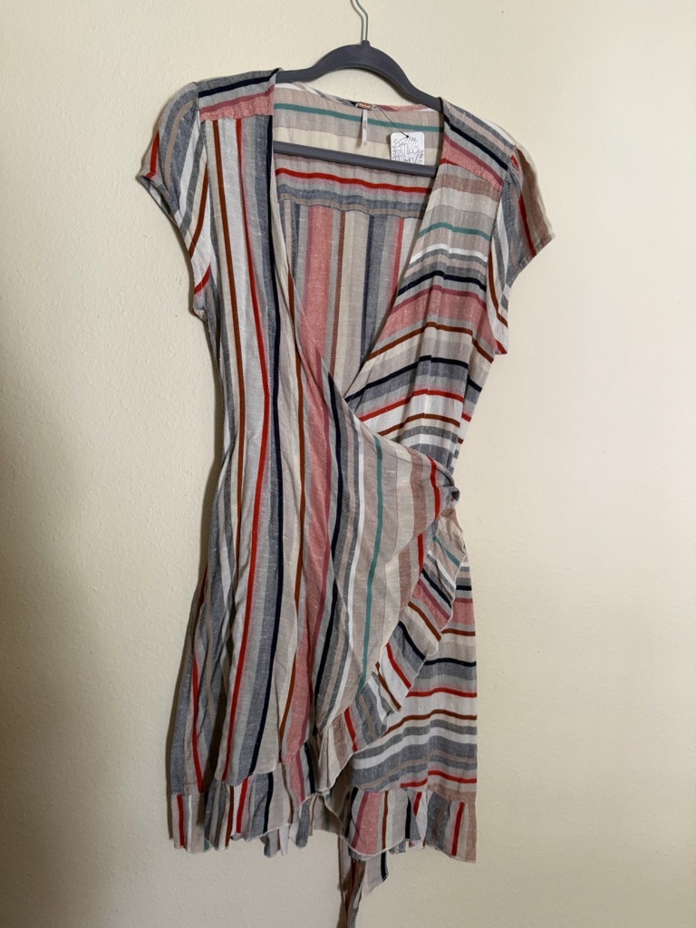 Free People Striped Wrap Mini Dress NWT